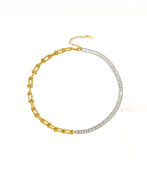 P147 gold necklace Titanium Steel Cubic Zirconia Minimalist Geometric  Bracelet and Necklace Set