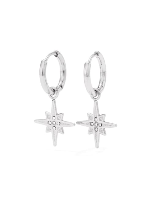 Clioro Stainless steel Cubic Zirconia Cross Star Vintage Huggie Earring