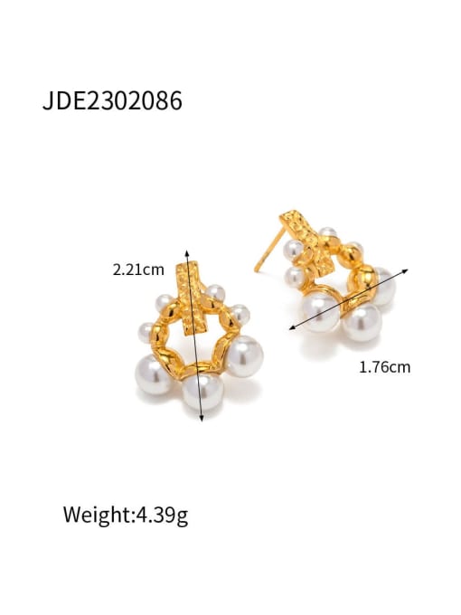 J&D Stainless steel Imitation Pearl Flower Dainty Stud Earring 2