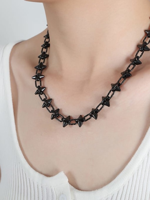 P1548 Black Necklace 45 +8cm Titanium Steel Geometric Trend Necklace