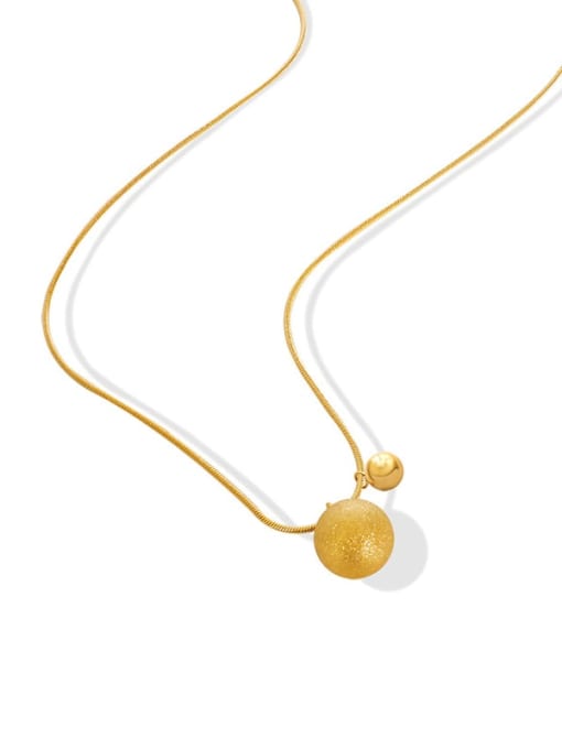 Gold necklace 40 +5cm Titanium Steel  Vintage Round Bead Pendant Necklace