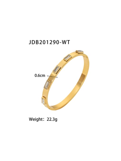 J&D Stainless steel Cubic Zirconia Geometric Trend Band Bangle 1