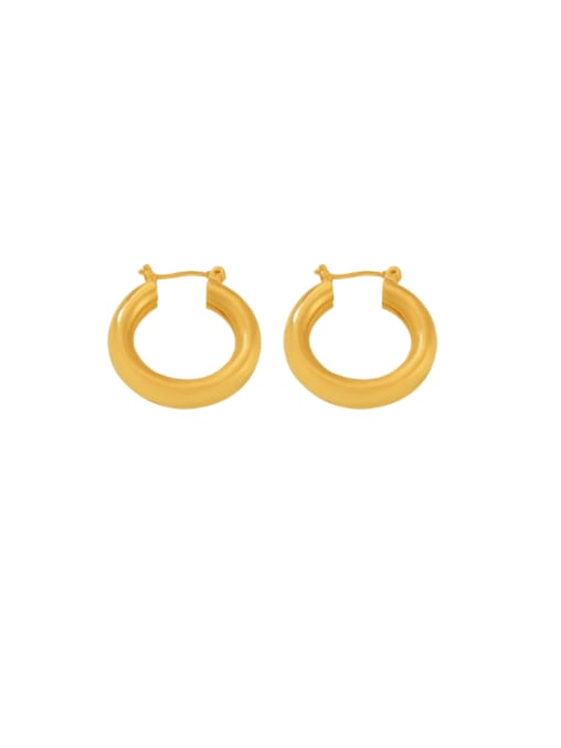 F373 Golden Earrings Brass Geometric Minimalist Huggie Earring