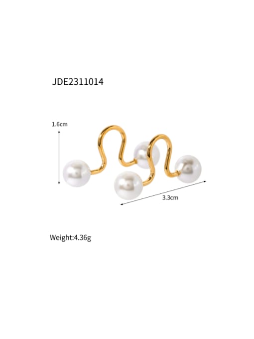 J&D Stainless steel Imitation Pearl Irregular Vintage Stud Earring 2