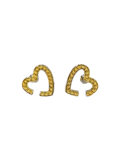 Clioro Brass Hollow Heart Vintage Stud Earring 3