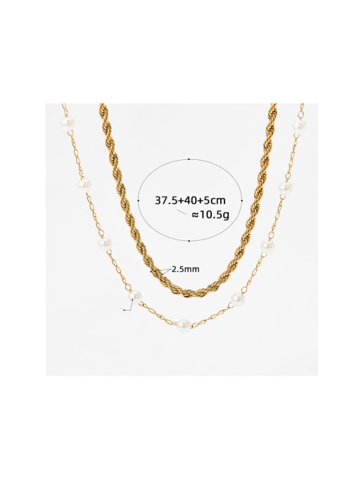 Clioro Stainless steel Freshwater Pearl Geometric Dainty Multi Strand Necklace 3