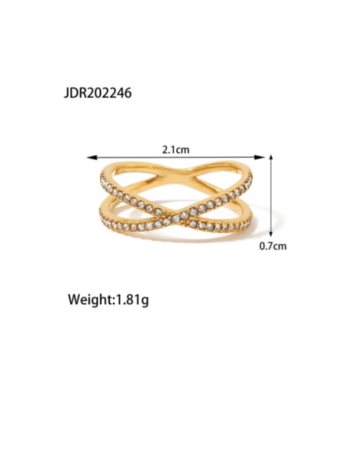 JDR202246 Stainless steel Cubic Zirconia Cross Hip Hop Stackable Ring
