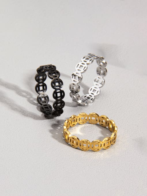 SM-Men's Jewelry Titanium Steel Hollow Geometric Minimalist Band Ring 1