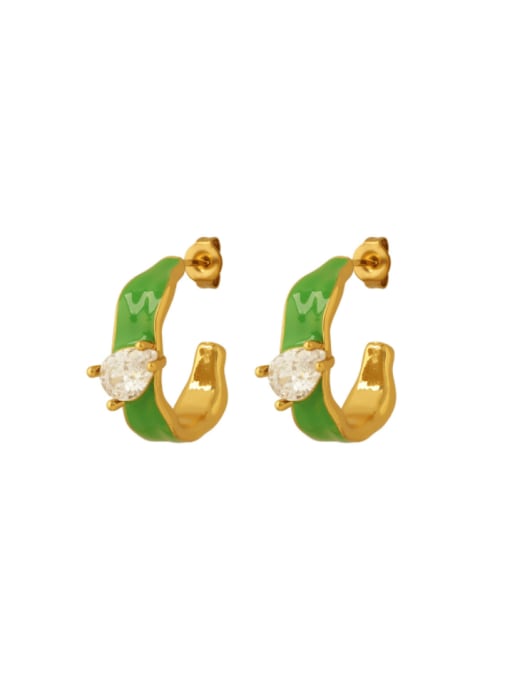MAKA Brass Enamel Geometric Minimalist Stud Earring 0