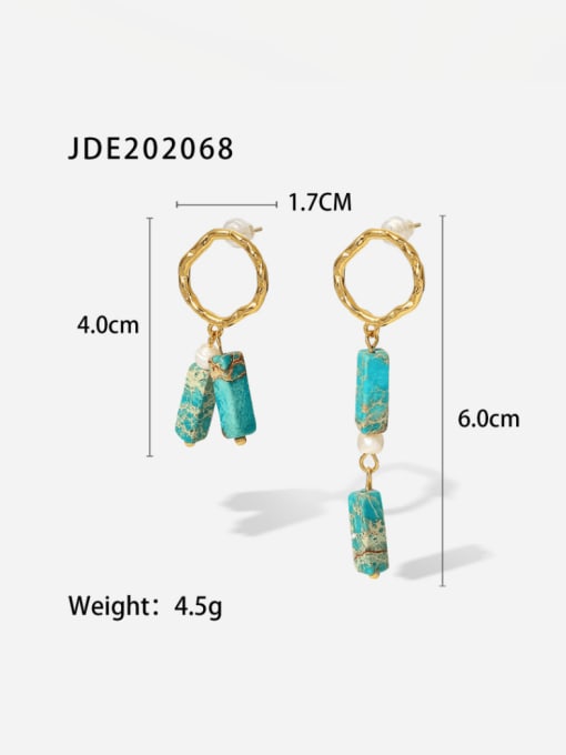 JDE202068 Stainless steel Natural Stone Geometric Bohemia Drop Earring