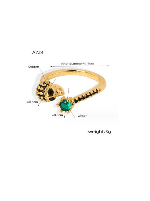 A724 animal  ring with staggered stones Brass Cubic Zirconia Geometric Hip Hop Band Ring