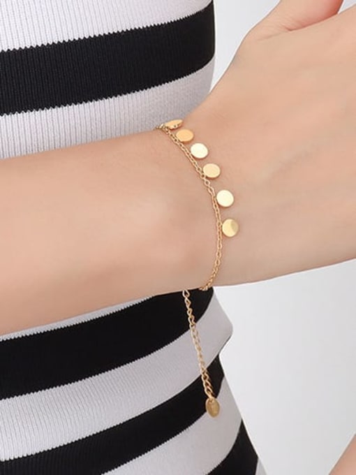 E138 gold bracelet 15+ 5cm Titanium Steel Minimalist Round  Bracelet and Necklace Set