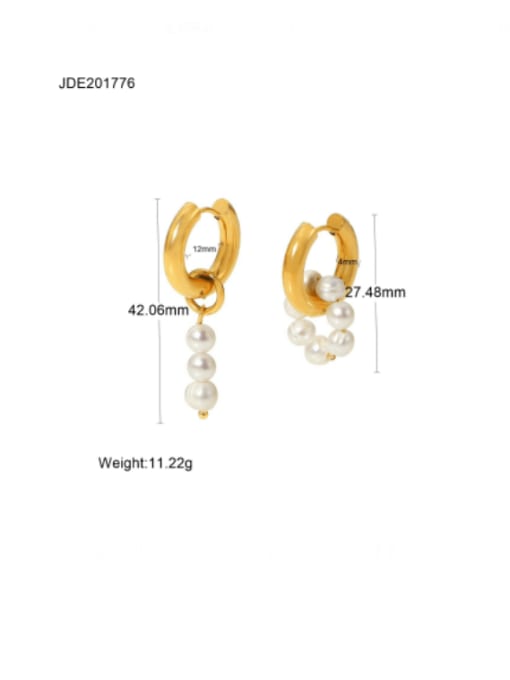 JDE201776 Stainless steel Imitation Pearl Geometric Minimalist Drop Earring