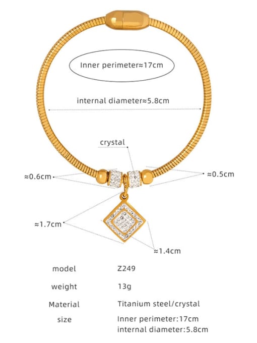 Z249 Gold Bracelet Titanium Steel Cubic Zirconia Geometric Trend Band Bangle