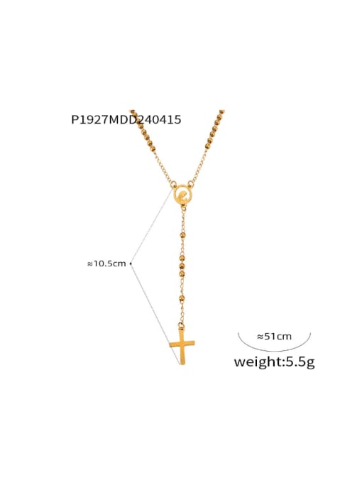P1927 Golden Necklace Titanium Steel Cross Tassel Trend Tassel Necklace