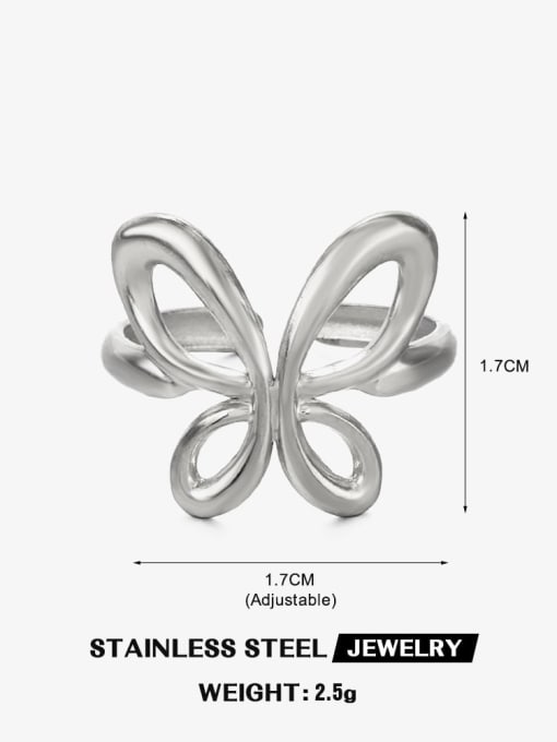Steel Butterfly Ring Stainless steel Hollow Butterfly Hip Hop Band Ring
