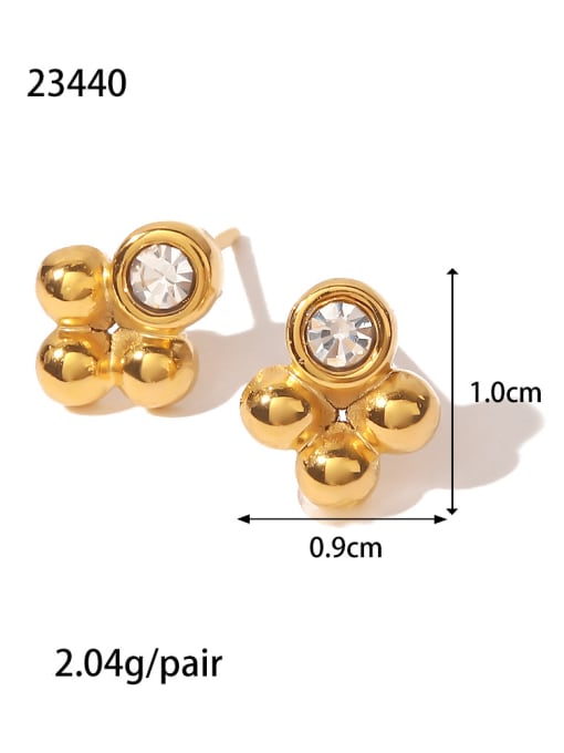 JDE2023440 Stainless steel Rhinestone Geometric Minimalist Stud Earring