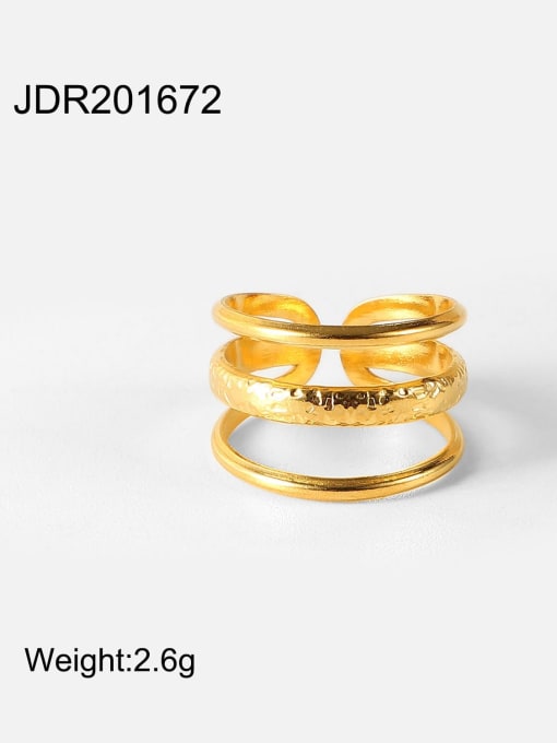 JDR201672 Stainless steel Geometric Trend Band Ring