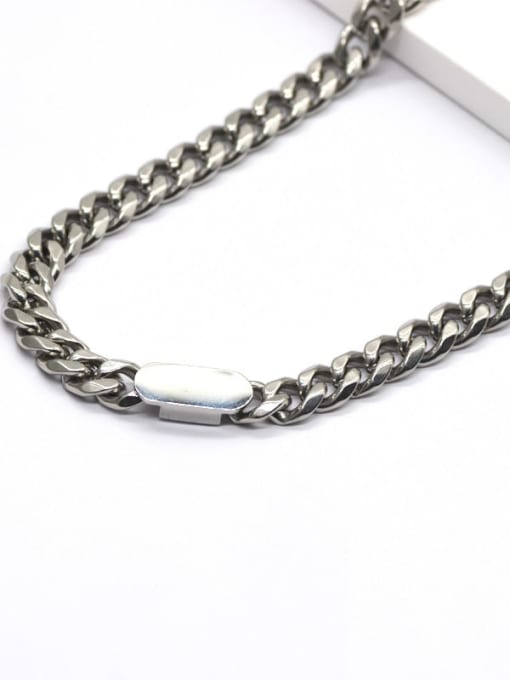 Silver Simple thick chain-shaped titanium steel necklace