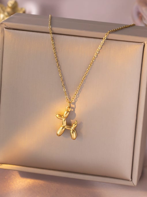 YXP297 Balloon Dog Necklace Gold Titanium Steel Balloon  Dog Minimalist Necklace