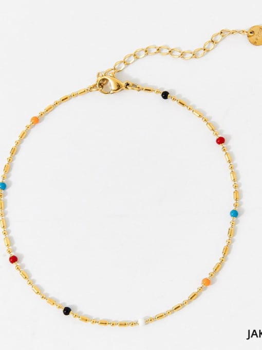 JAK351 ankle chain gold+color Stainless steel Irregular Minimalist Beaded Necklace