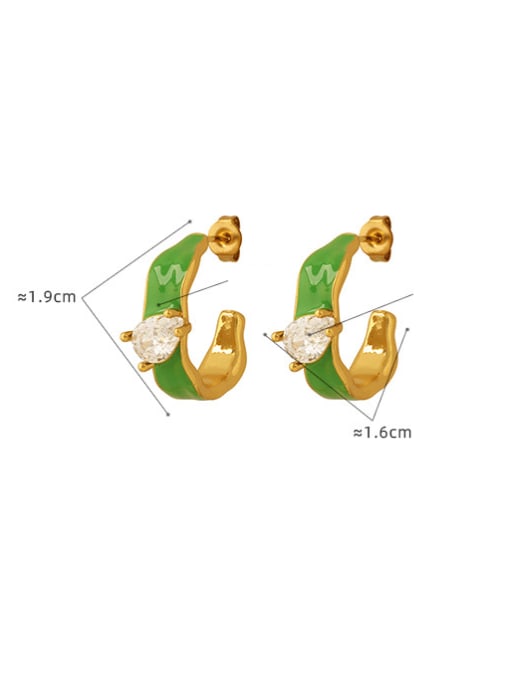 MAKA Brass Enamel Geometric Minimalist Stud Earring 2