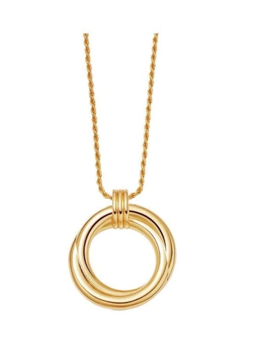 YAYACH Double ring winding circle pendant personalized fashion titanium steel necklace 0