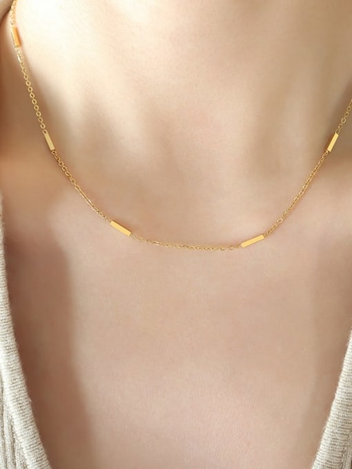 P1409 Gold necklace 39 +5cm Titanium Steel Geometric Minimalist Necklace