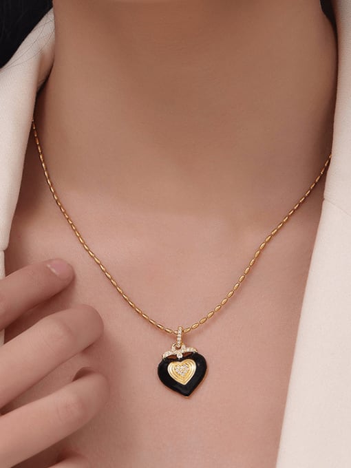 MAKA Titanium Steel Enamel Heart Minimalist Necklace 1