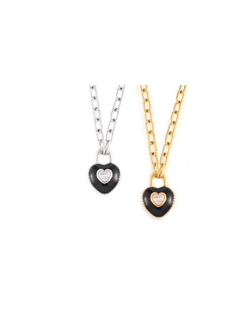 MAKA Titanium Steel Cubic Zirconia Heart Trend Necklace