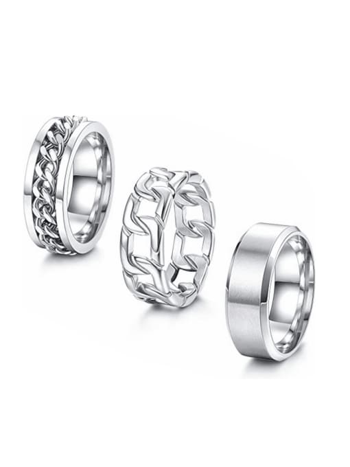 SM-Men's Jewelry Stainless Steel Geometric Hip Hop Stackable Men's Ring Set 3