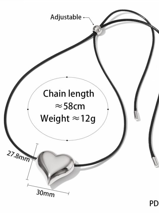 PDD900 Stainless steel Microfiber Leather Heart Trend Necklace