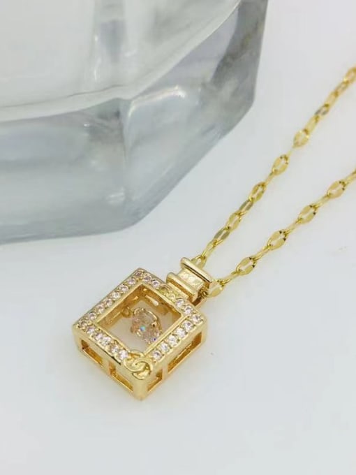 K.Love Titanium Steel Cubic Zirconia  Minimalist Smart Perfume Bottle Pendant  Necklace 1