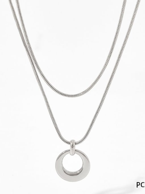 PCD733 Platinum Stainless steel Geometric Trend Necklace