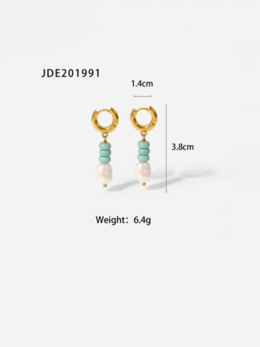 JDE201991 Stainless steel Imitation Pearl Geometric Minimalist Drop Earring