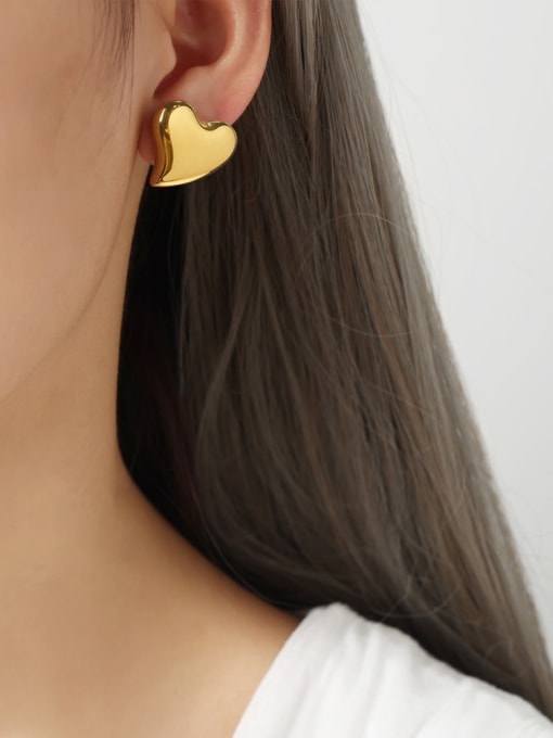 F1072 Small Gold Earrings Titanium Steel Heart Minimalist Stud Earring