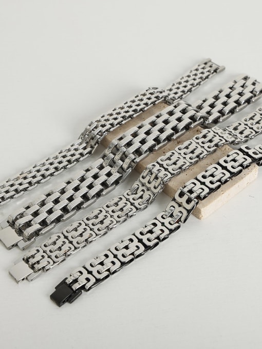 MAKA Titanium Steel Geometric Chain Hip Hop Bracelet 3
