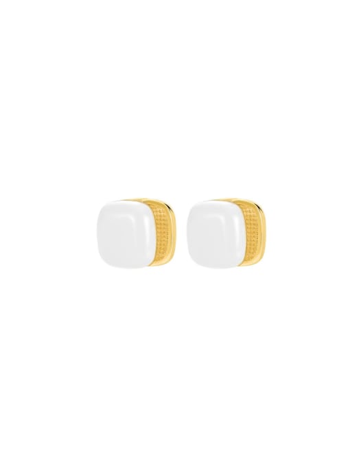 Clioro Brass Enamel Geometric Trend Stud Earring 0