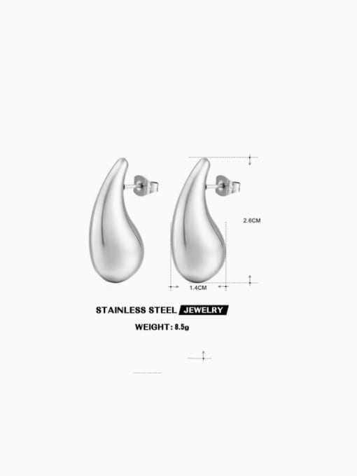 Steel color medium hollow Stainless steel Water Drop Minimalist Stud Earring