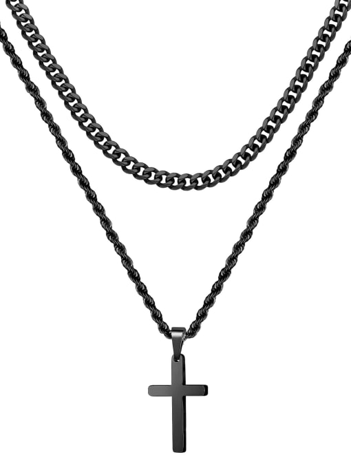 black color Stainless steel Geometric Multi Strand Necklace