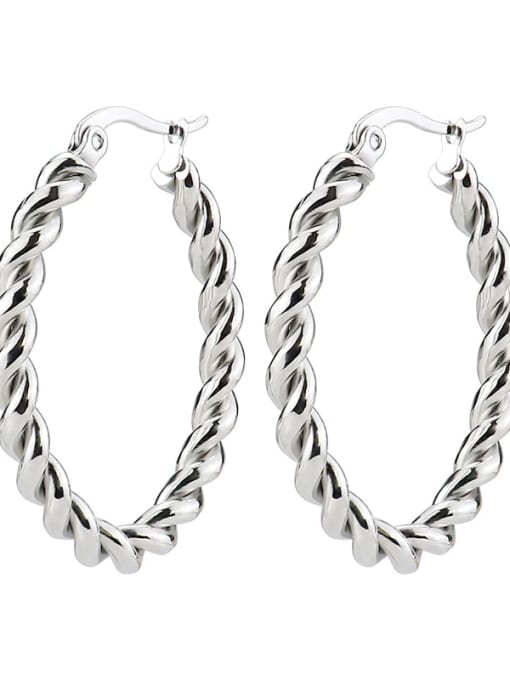 30mm steel color pair Stainless steel Geometric Trend Hoop Earring