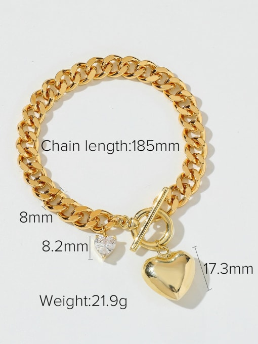 JDB201014 Brass Cubic Zirconia Heart Trend Bracelet