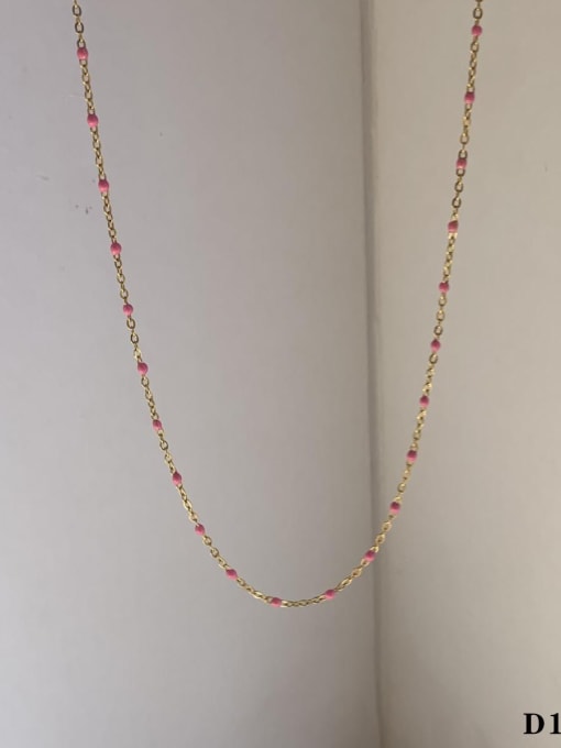 Pink Drip Oil D1146 Stainless steel Enamel Geometric Dainty Necklace