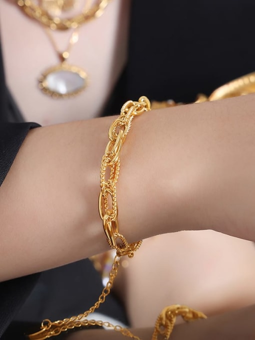 E468 Gold Bracelet 16+ 5cm Titanium Steel Trend Geometric Bracelet and Necklace Set
