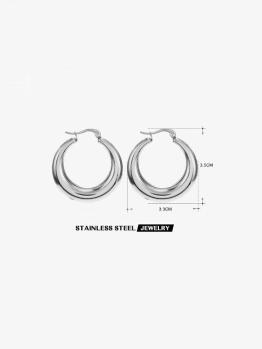 Steel color large size Stainless steel Geometric Minimalist Hoop Earring