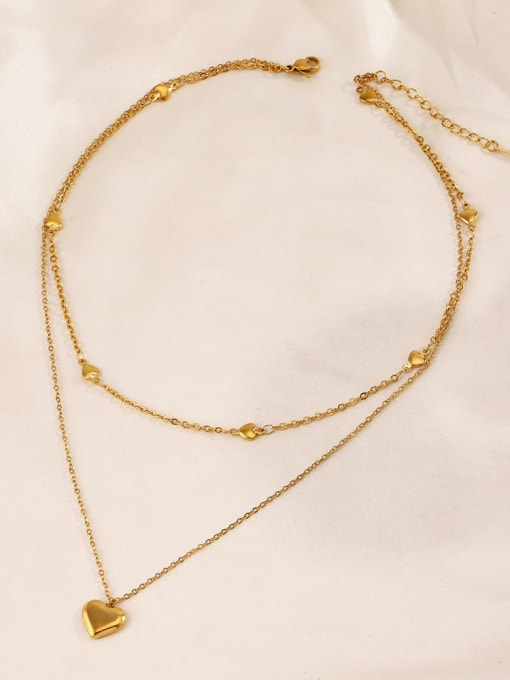 J$L  Steel Jewelry Stainless steel Heart Minimalist Multi Strand Necklace 2