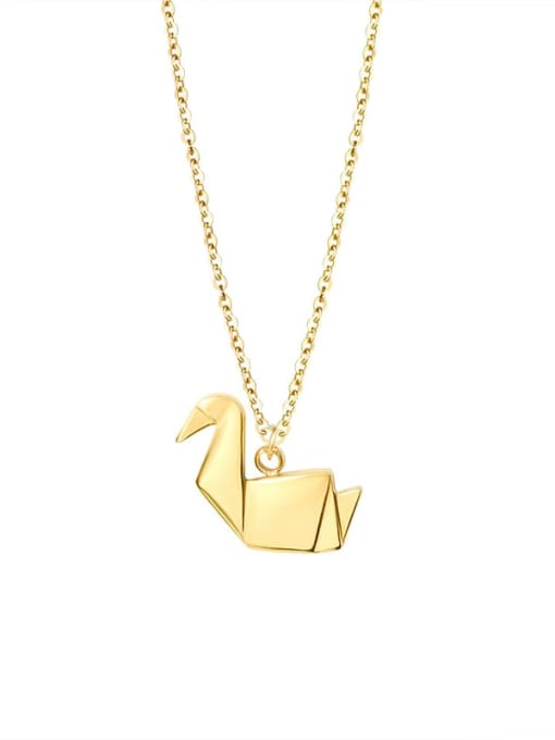 MAKA Titanium 316L Stainless Steel Bird Cute Necklace with e-coated waterproof 0