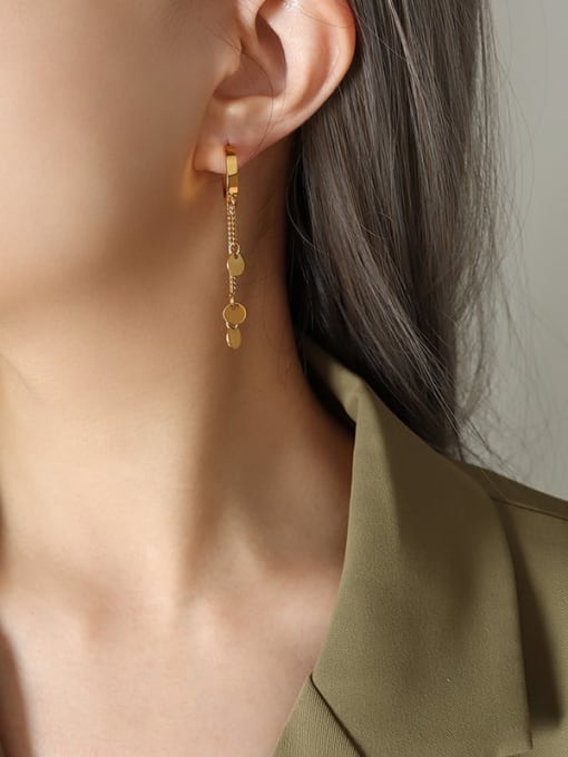 A pair of gold earrings Titanium Steel Tassel Trend Drop Earring