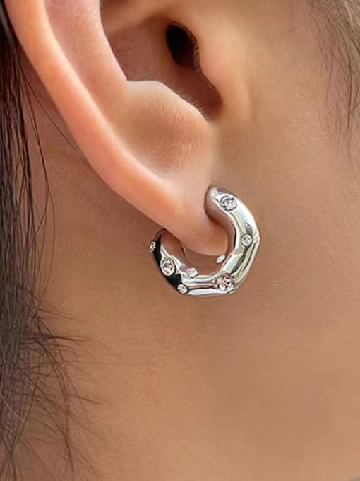 Clioro Stainless steel Cubic Zirconia Geometric Trend Stud Earring 1