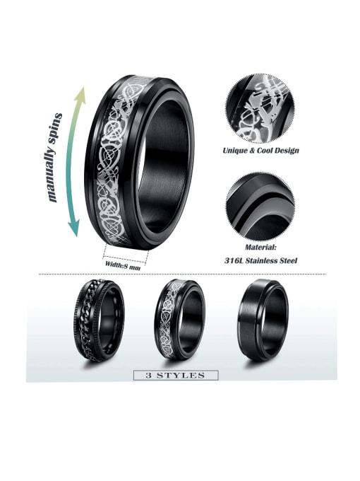 SM-Men's Jewelry Titanium Steel Geometric Hip Hop Stackable Ring Set 1